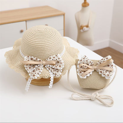 Sombrero infantil con lazo de flores 