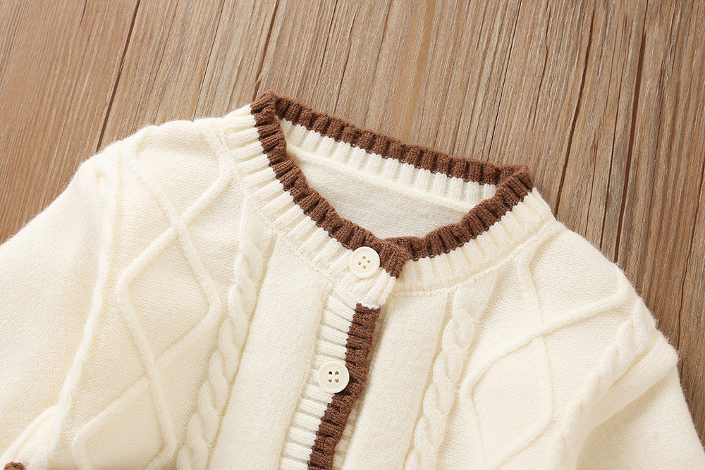 Mussi Girls' Knitted Outfit with Small Flowers