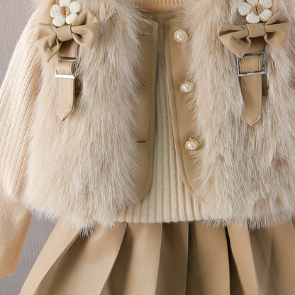 Children's 3-Piece Set with Fluffy Flowers