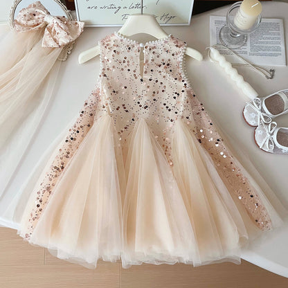 Children's Shiny Tulle Bow Dress