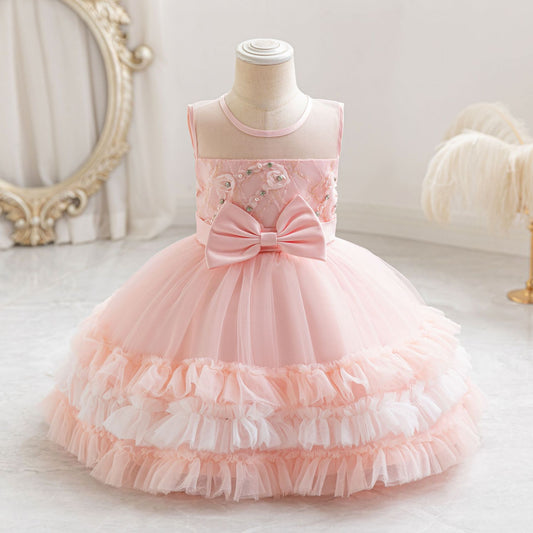 Children's Party Dress in Tulle Layers and Bow