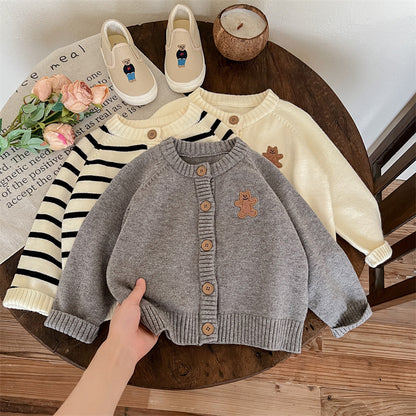 Abrigo de osito de punto para mujer y niño 