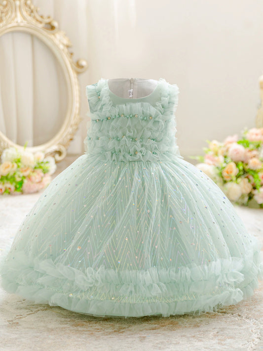 Children's Party Dress with Sparkles and Pearls