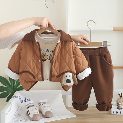 Boys' 3-Piece Set with Puppy Design