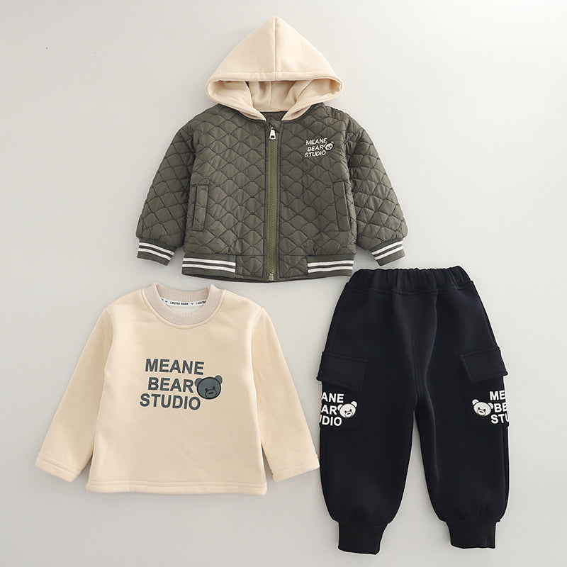 Children's Winter Set, 3 Pieces, Teddy Bear Design