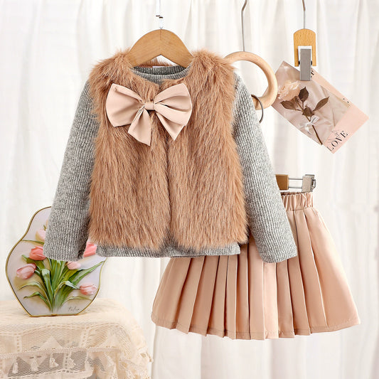 Conjunto de lazo de invierno para niñas