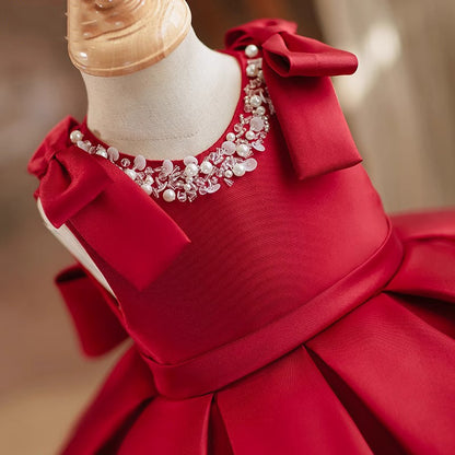 Red Pearl Children's Party Dress