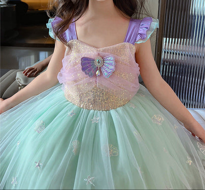 Children's Dress with Sparkling Sea Print