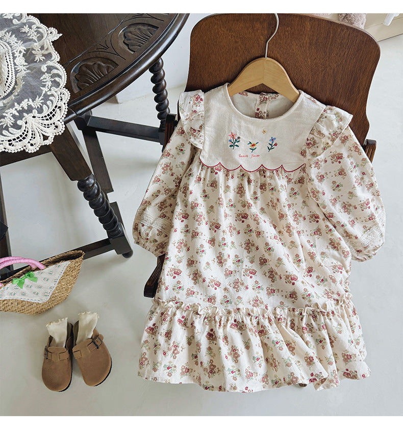 Children's Dress with Flowers and Ruffles