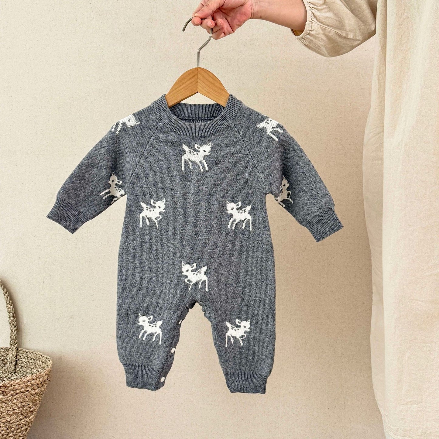 Children's Knitted Jumpsuit with Animal Print