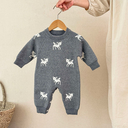Children's Knitted Jumpsuit with Animal Print