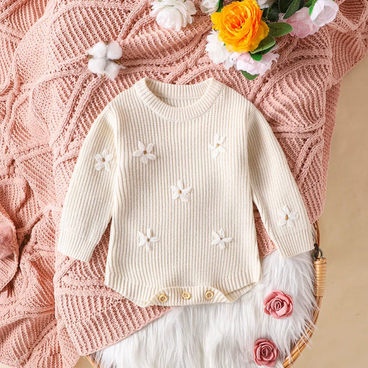 Children's Knitted Flower Bodysuit