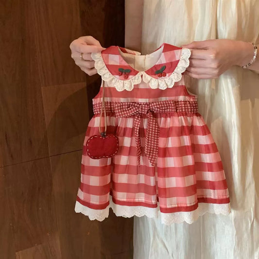 Children's Cherry Plaid Dress