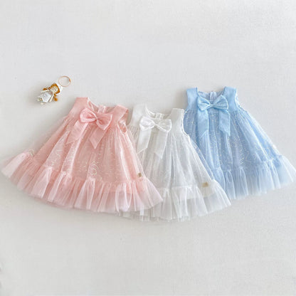 Children's Dress in Sparkly Tulle with Bow