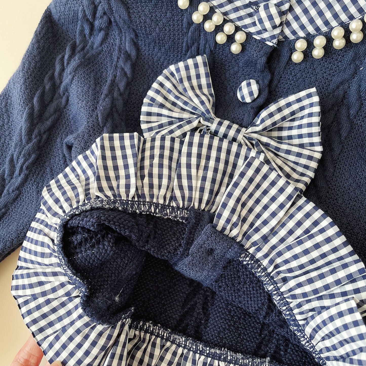 Girls' Checkered Outfit with Bow