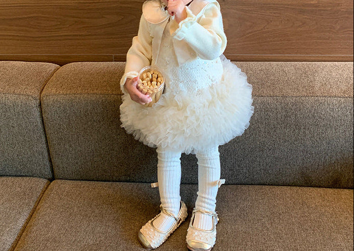 Dress with Embroidered Blouse and Ruffle