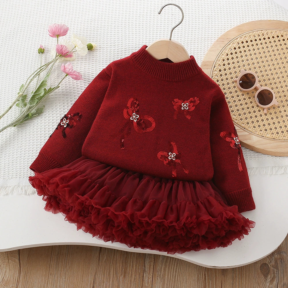 Children's Set: Sweater with Bows and Skirt