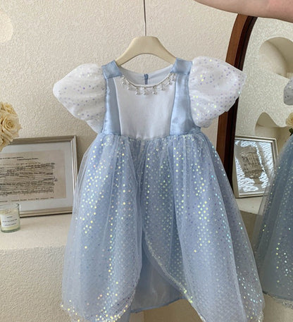 Vestido de lentejuelas azules para niños 