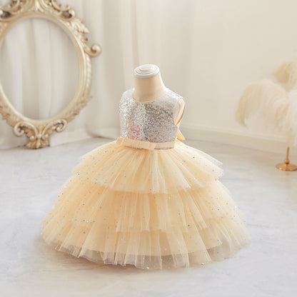 Shiny Tulle Layered Party Dress