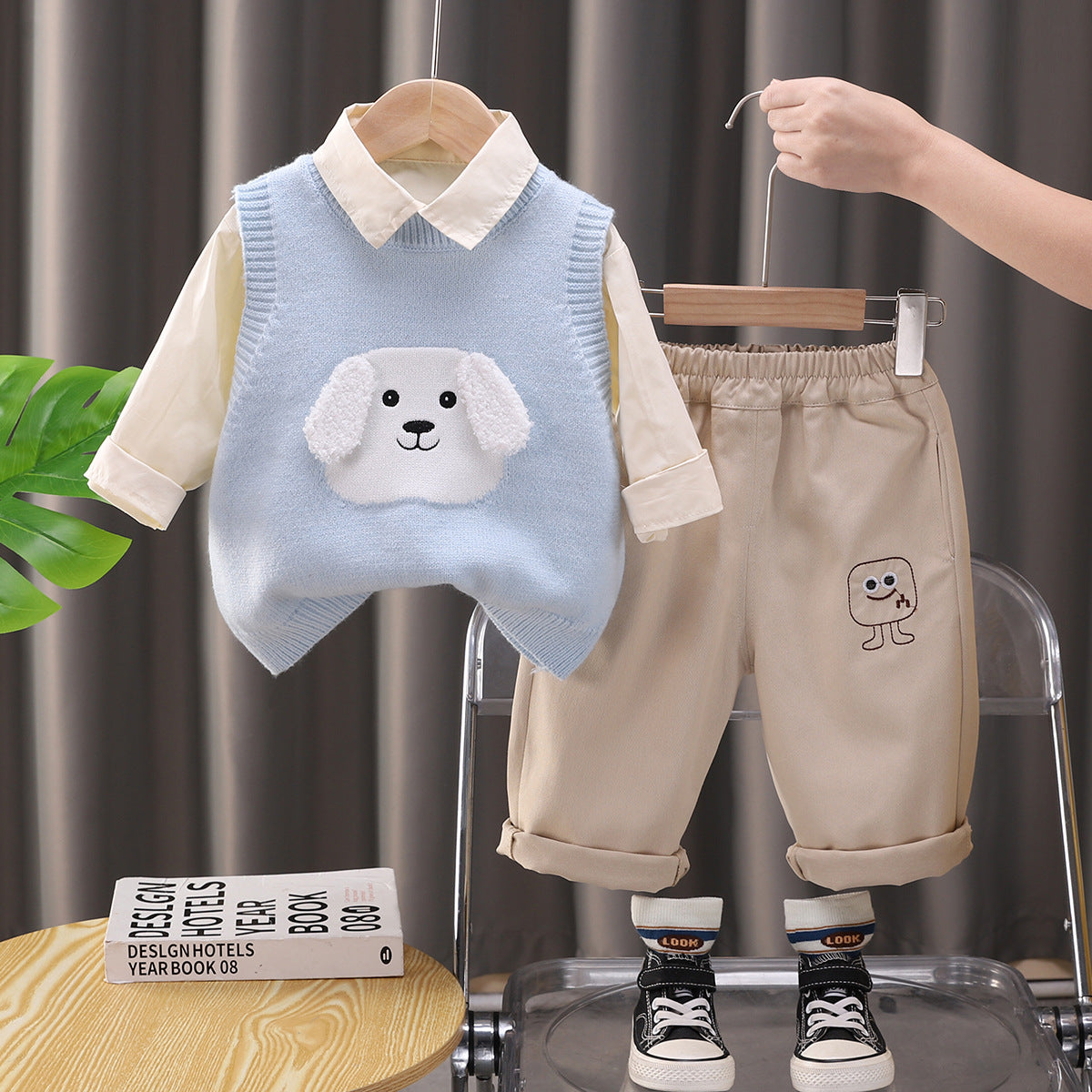 Conjunto de 3 piezas para niño con cachorro 