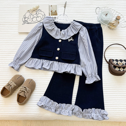 Children's Set with Ruffles and Pearl Buttons
