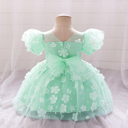 Vestido infantil verde mariposa 