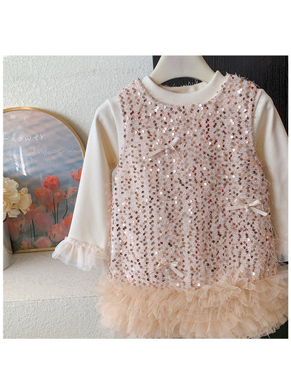Shiny Children's Dress with Bows