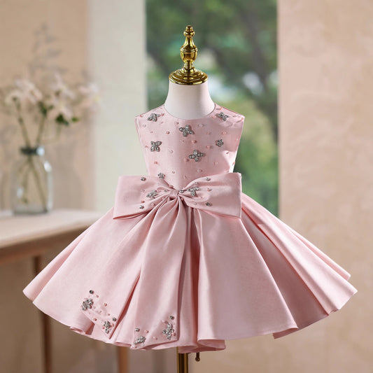 Children's Party Dress with Stones and Bow