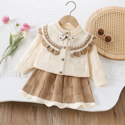 Girls' Knitted Set with Bow Detail by Mussi