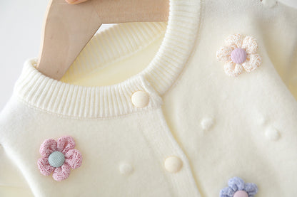 Children's Cardigan Knit Flowers