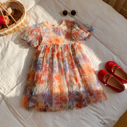 Children's Floral Tulle Dress