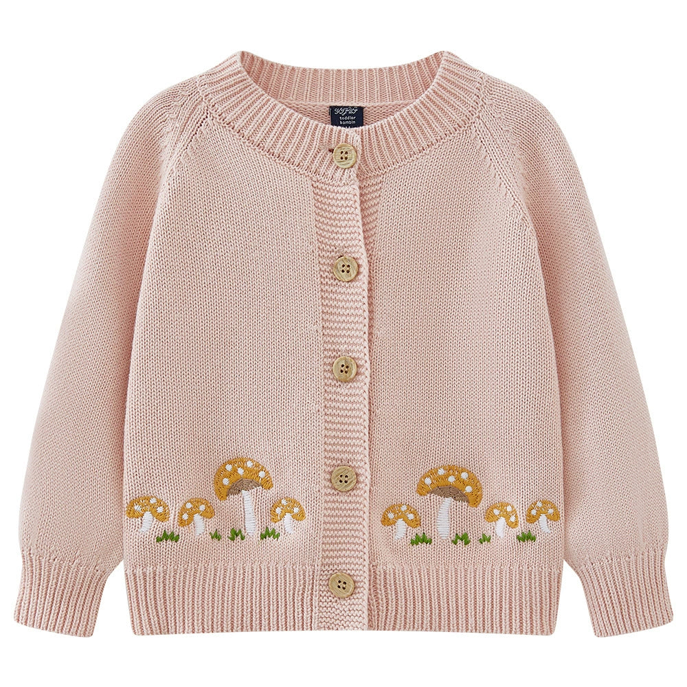 Children's Knitted Cardigan with Mushroom Design