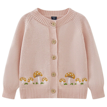 Children's Knitted Cardigan with Mushroom Design