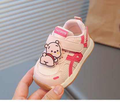 Children's Sneakers with Velcro and Teddy Bear Design