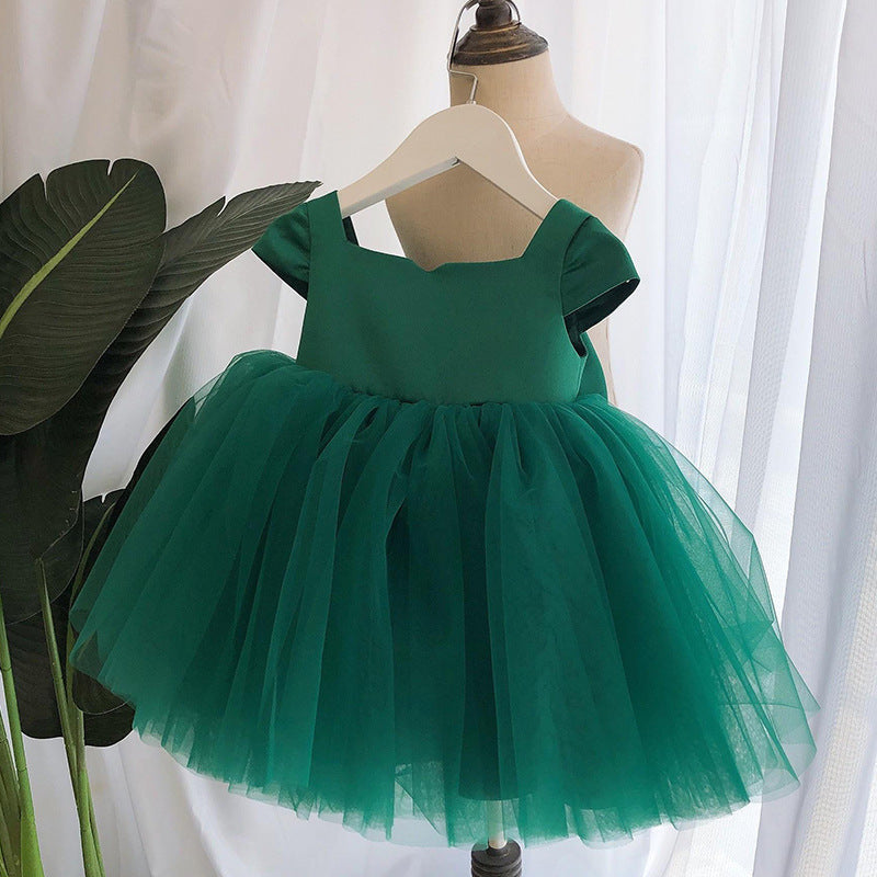 Vestido de fiesta infantil de tul y lazo 