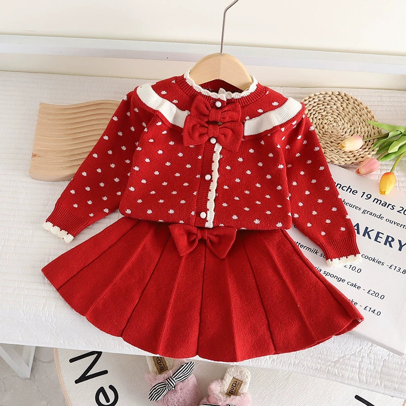 Girls' Knitted Set with Bows