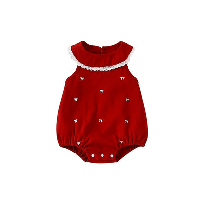 Red Girls' Bodysuit with Bows