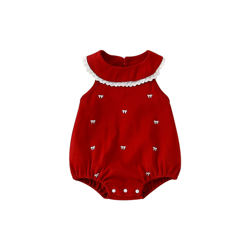 Red Girls' Bodysuit with Bows