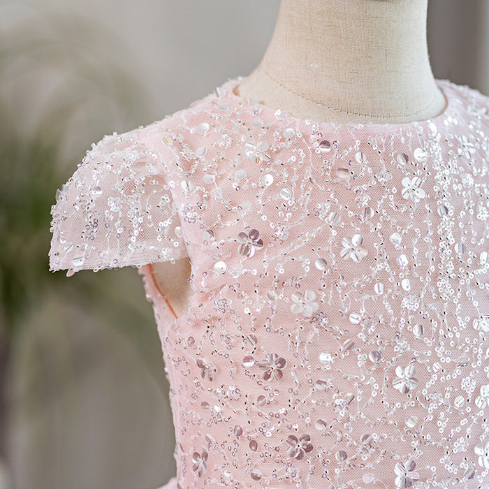 Vestido de fiesta infantil rosa brillante 