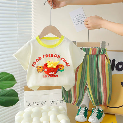 طقم مخطط للأولاد - طبعة البطاطس 