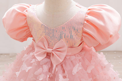 Children's Party Dress with Butterflies and Bows