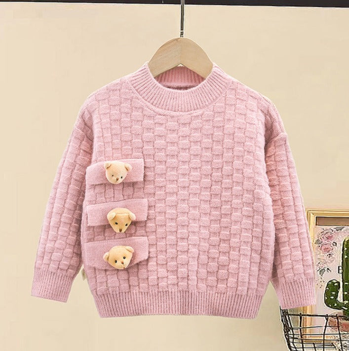Blusa infantil de mujer con ositos de peluche de punto 