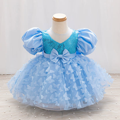 Children's Party Dress with Butterflies and Bows