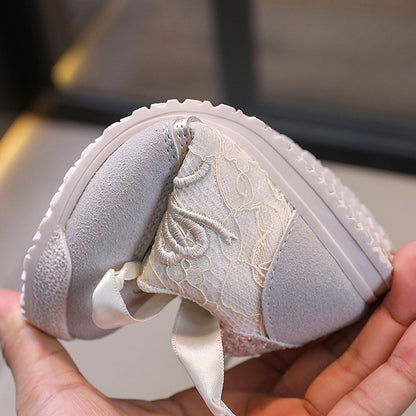 Zapatillas de tenis para niñas con encaje de lentejuelas 