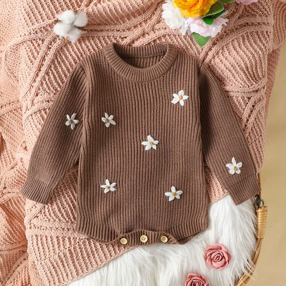 Children's Knitted Flower Bodysuit
