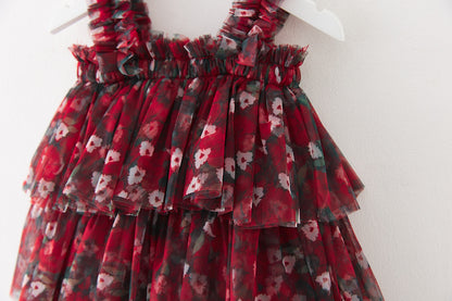 Children's Layered Tulle Dress with Flowers