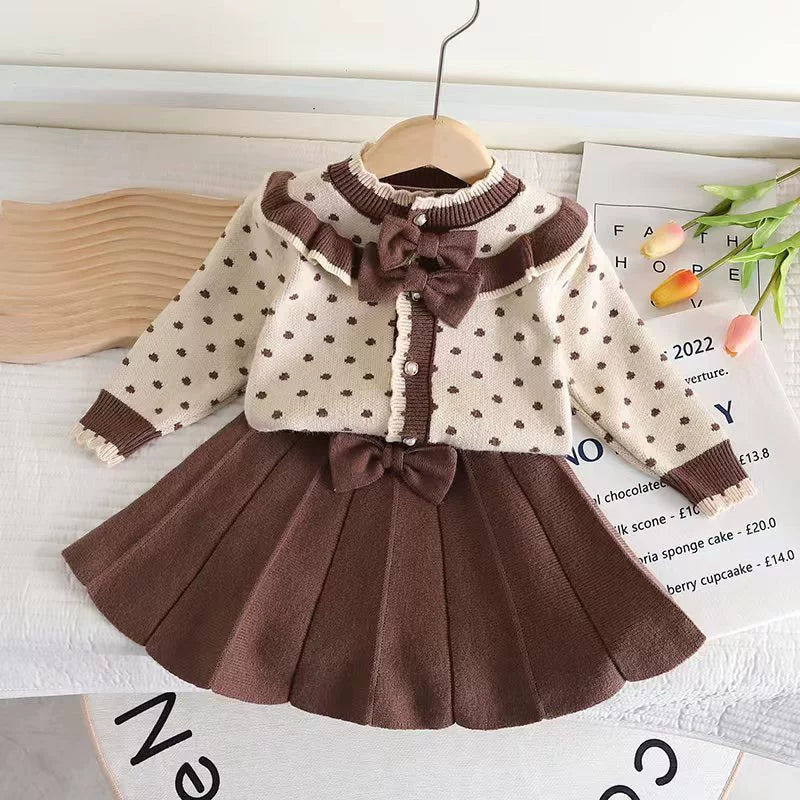 Girls' Knitted Set with Bows