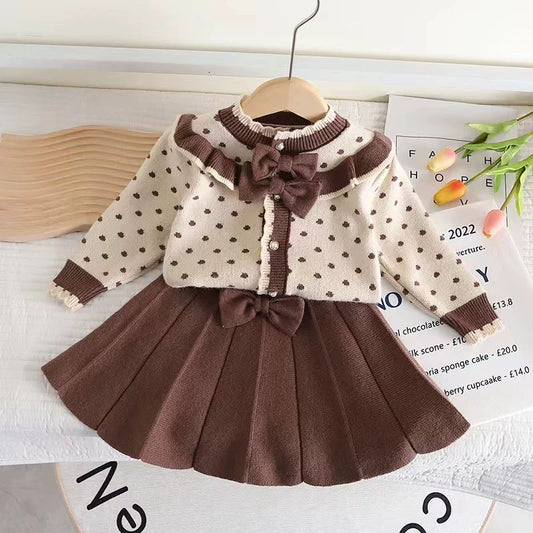 Girls' Knitted Set with Bows