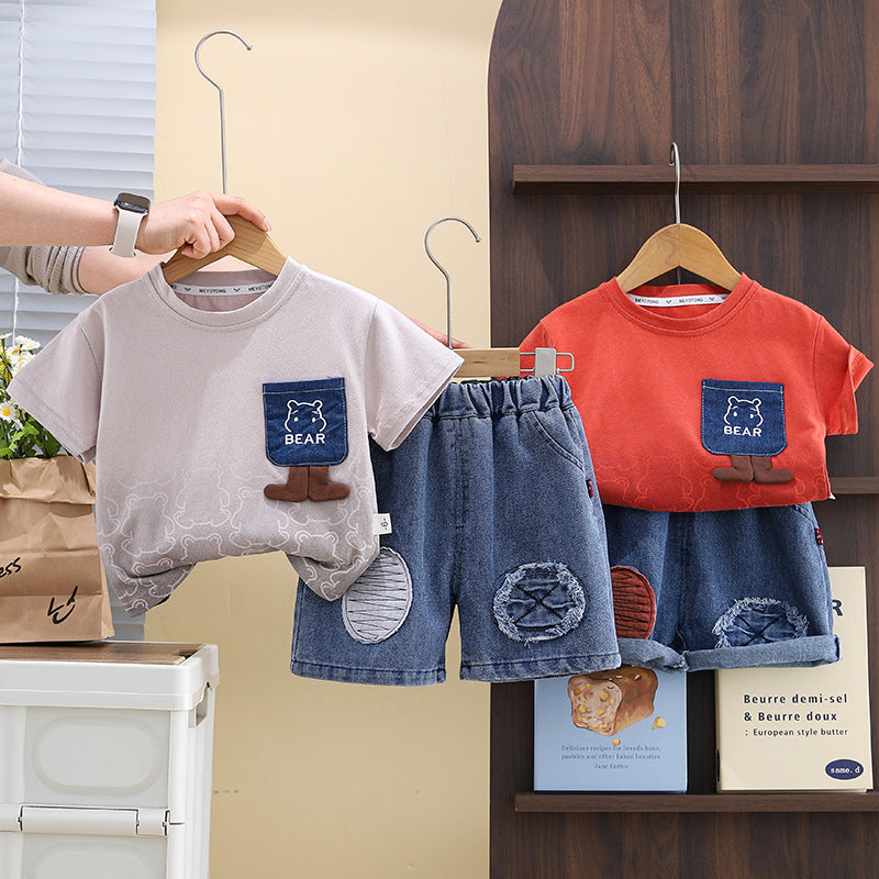 Boys' Outfit with Teddy Bear and Jeans