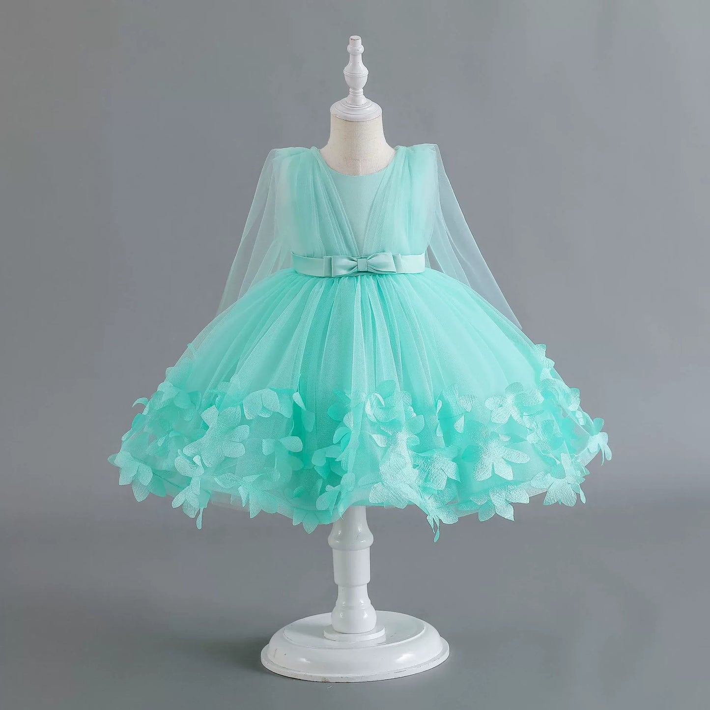 Vestido de fiesta infantil con flores de tul 